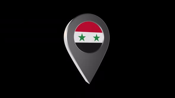 3d Animation Map Pointer With Syria Flag With Alpha Channel - 2K alt