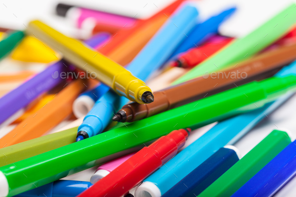 Multi colored felt tip pens, Stock image