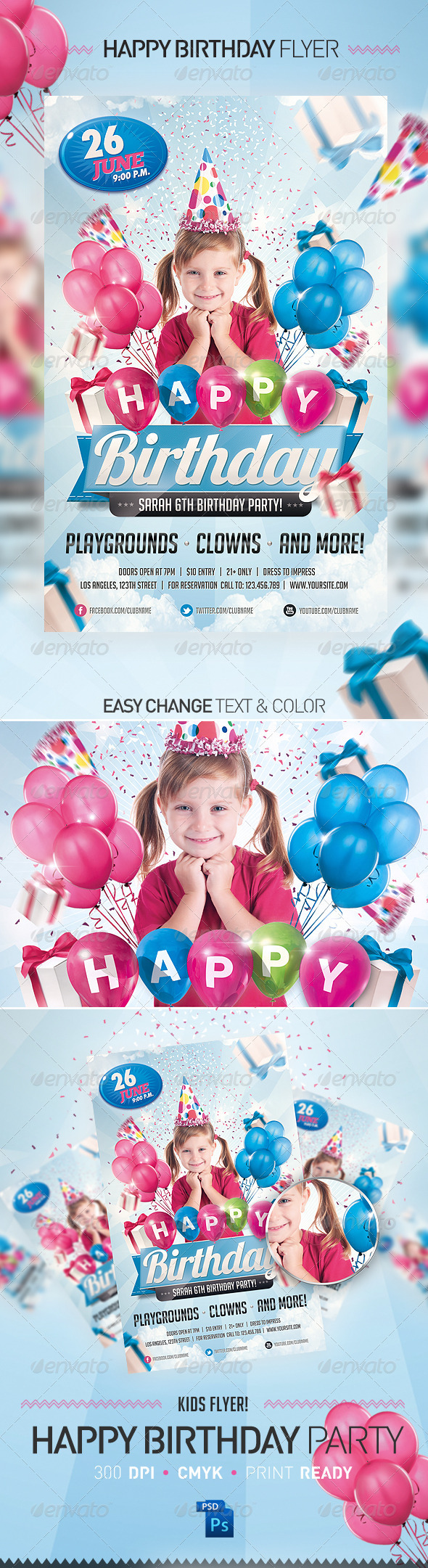 Kids Birthday Invitation Party Flyer - Miscellaneous Events