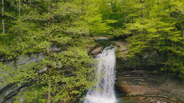 Small and Marvelous Waterfall in Okatse River Natural Monument in Imereti Region Georgia alt