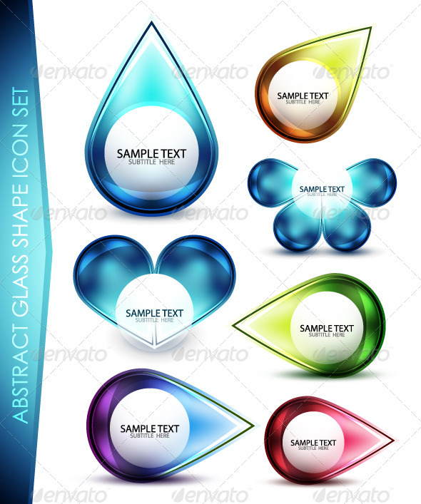Vector Abstract Glass Icons - Decorative Symbols Decorative