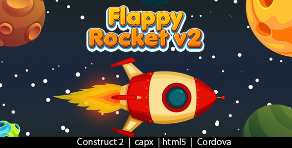 Flappy Rocket v2 (CAPX | HTML5 | Cordova) Space Game