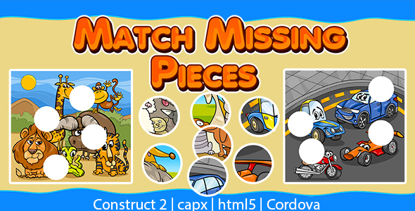 Match Missing Pieces Kids Learning Game (CAPX | HTML5 | Cordova)