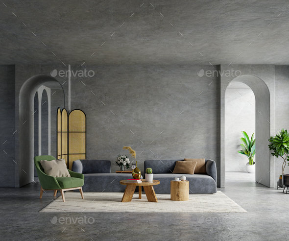Living Room Loft In Industrial Style, Industrial Living Room Furniture