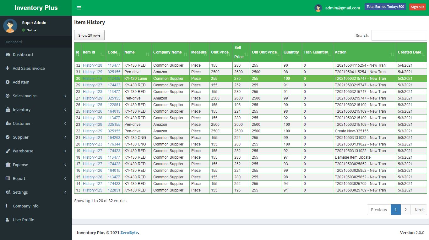Inventory Plus(Inventory Management System) using Core(3.1), C