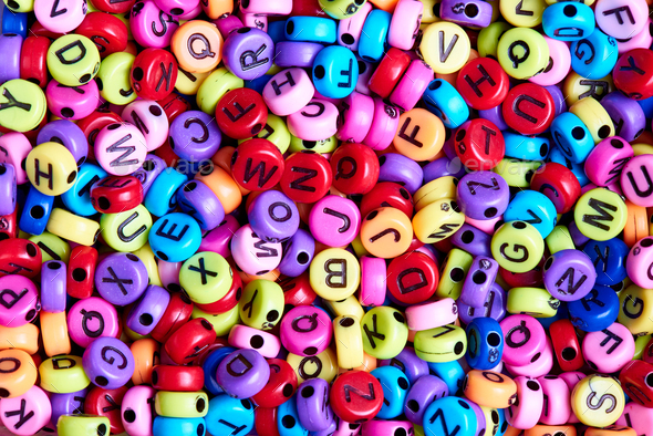 Round alphabet beads - Stock Photo - Images