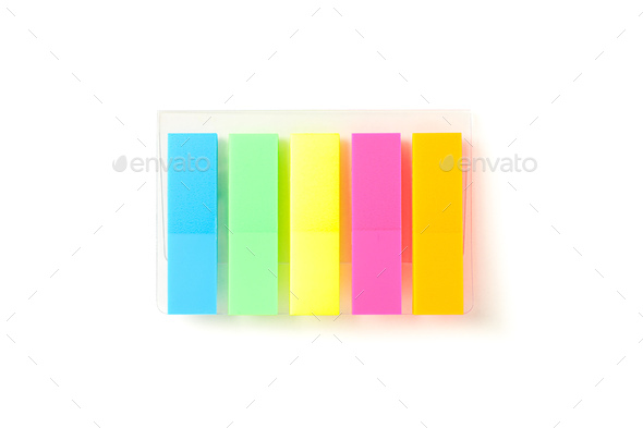 Color stickers in transparent packaging isolated on white background