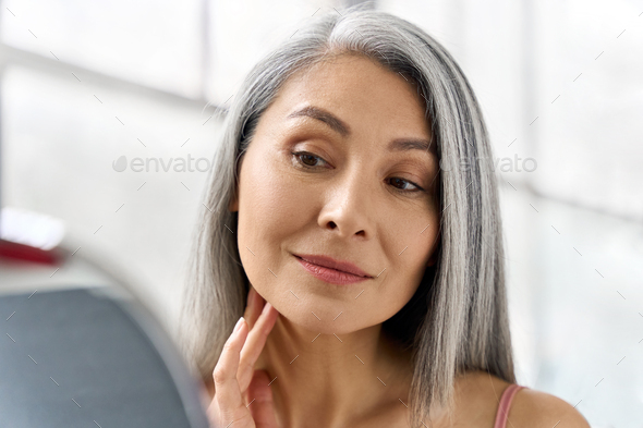 Mature Middle Aged Asian Woman Stock Photo - Image of care, fifty: 22110172