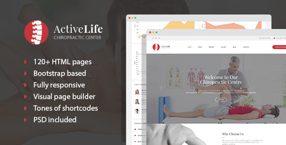 Exceptional Active Life - Chiropractors and Massage HTML Template with Visual Builder