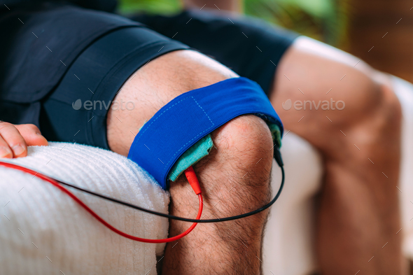 Knee Physical Therapy with TENS Electrode Brace Pads, Transcutaneous Electrical Nerve Stimulation