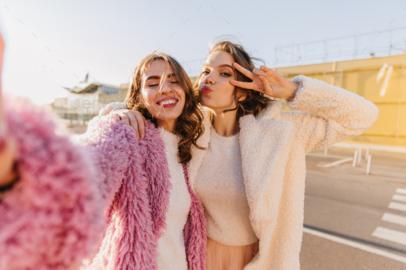 Best Friends Teenage Girls Together Having Fun Posing Emotional White Stock  Photo by ©iordani 200720328