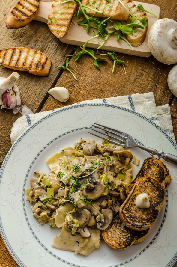 Mushroom, Leek and Tarragon Pasta Stock Photo by PeteerS PhotoDune