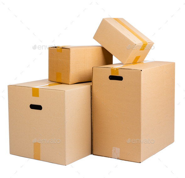 stacked cardboard boxes