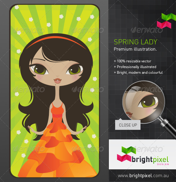 Spring Lady Illustration - Characters Vectors