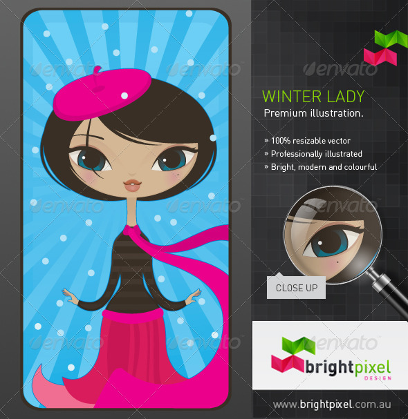 Winter Lady Illustration - Characters Vectors