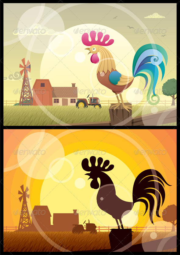 Rooster Crowing - Animals Characters