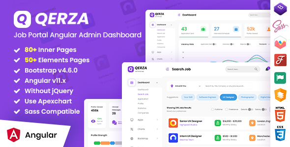 Qerza - Job Portal Admin Dashboard Angular Template