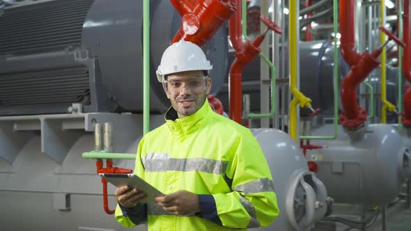An engineer man or worker, people talking on webcam video call conference, alt