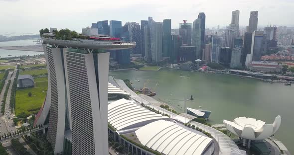 Aerial Footage of Marina Bay Sands, Drone's Going Around the Ship, Singapore