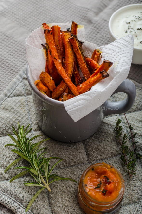 Healthy vegetable chips french fries beet, celery and carrots Stock