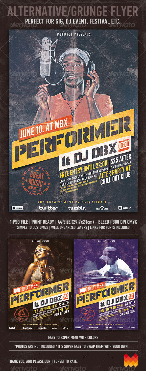 Alternative / Grunge Flyer or Poster - Concerts Events