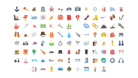100 Travel & Vacation Icons
