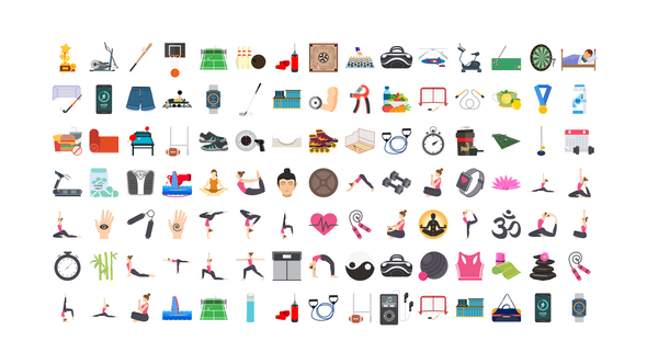 100 Exercise & Fitness Icons
