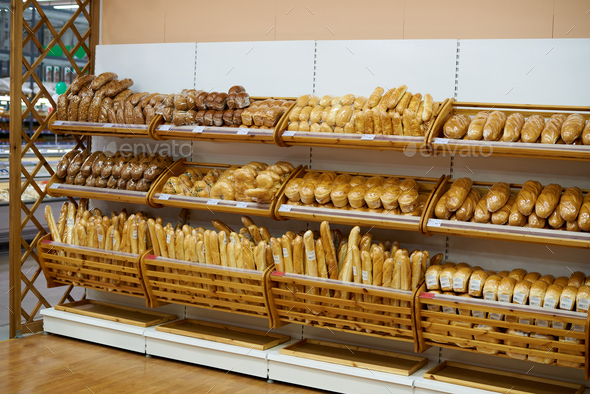 Breads for sale in the supermarket - Stock Photo - Images