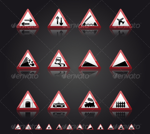 UK Road Signs: Warnings 2 - Man-made objects Objects