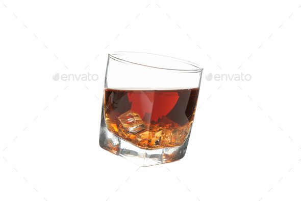 Glass Of Real Ice Isolated On White Background Stock Photo