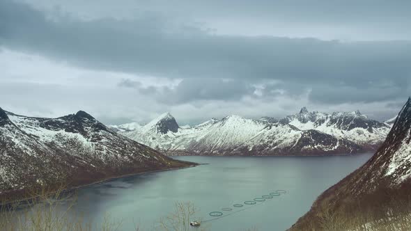 Winter Fjord and Heavy Clouds