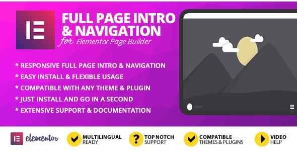 Full Page Intro And Navigation Addon for Elementor Page Builder