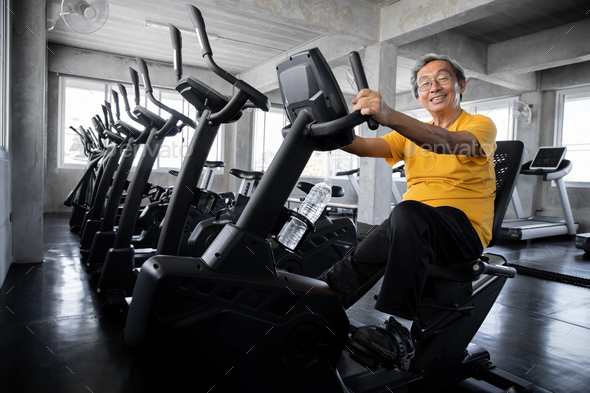 Elderly men are exercising in the gym. - Stock Photo - Images
