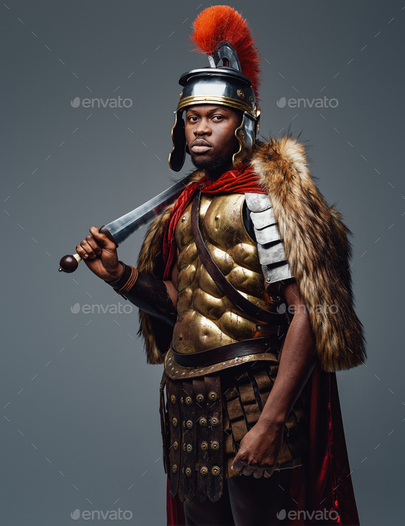 Ancient Roman Soldier Of African Descent With Sword Stock Photo By Fxquadro