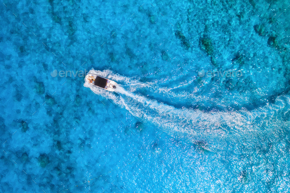 Mediterranean Sea background.Clear dark blue water. Stock Photo