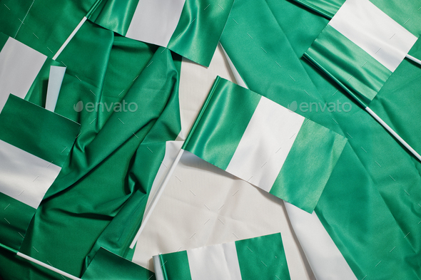 Happy independence day of Nigeria. Nigerian flags. - Stock Photo - Images
