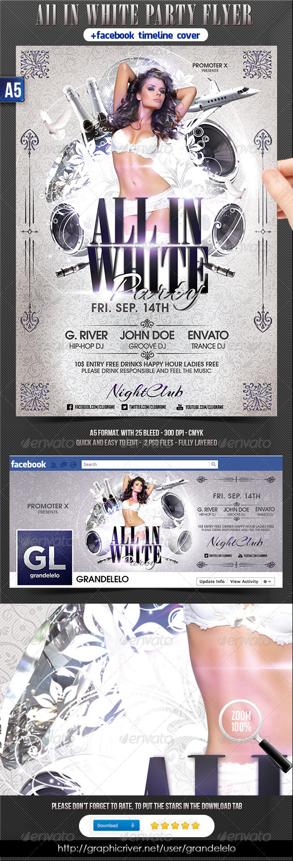 All In White Party Flyer + Facebook Timeline - Clubs & Parties Events