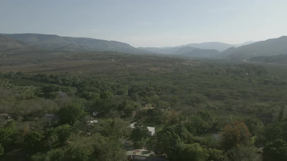 Aerial View of Landscape in Nature with Hills in Horizon