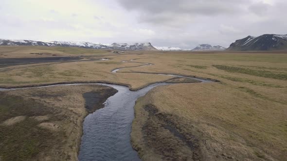 Winter desolate landscape aerial view in Iceland