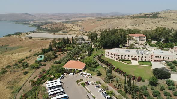 Aerial view of the Mount of Beatitudes alt