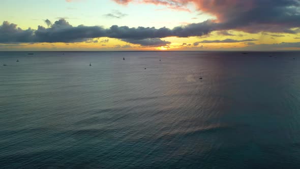 Sailboats Traveling Across the Pacific Ocean on Tourist Vacation in a Hawaiian Sunset, Sailing The W alt