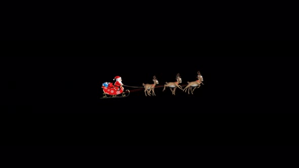 Santa Claus Flying on a Reindeer Sleigh