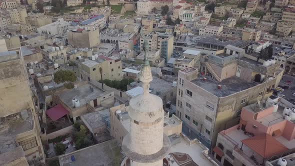 Aerial view of a mosque in Jabal Amman Jordan showing the local community alt