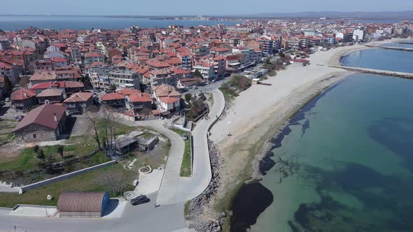 View From a Height of the City of Pomorie Which is Located on the Peninsula of Bulgaria and is alt