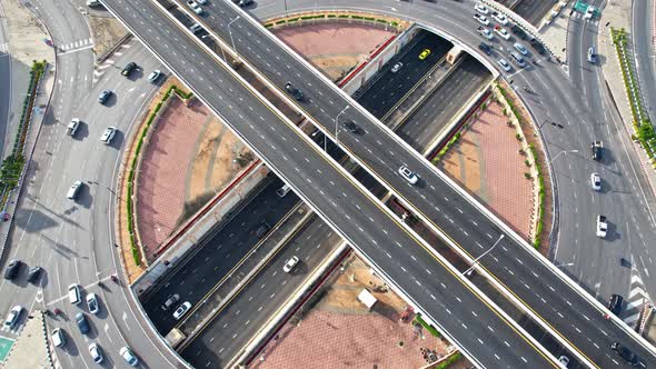 4K : Top view of Tunnel under the interchange roundabout alt