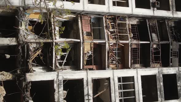 Vertical Video of a Burnt and Destroyed House in Kyiv Ukraine alt