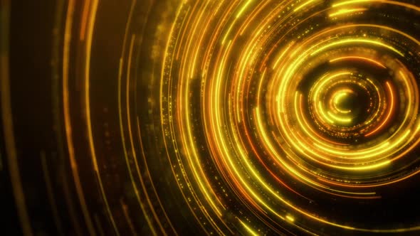 Gold Neon Circles Abstract Futuristic Hi-tech 