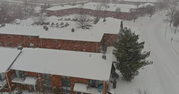 Winter Day Snowfall Heavy Snow Storm on Covered By Roof Houses and Cars Heavy Snowfall alt