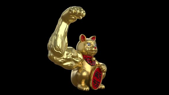 A LUCKY CAT WITH MUSCLE ARM SIDEVIEW FULL HD alt