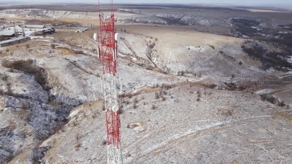 Telecommunication 5G tower. Base Station or Base Transceiver Station alt